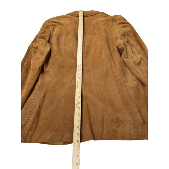 Vintage Cortefiel Spain Suede Leather Blazer Jacket Tan Brown Size 46 US Large - Picture 11 of 16